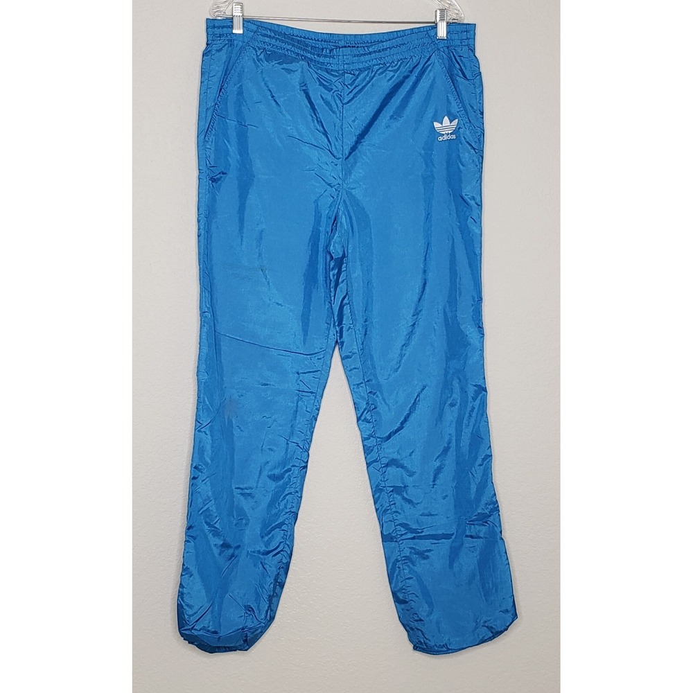Vintage Adidas Trefoil Windbreaker Womens Pants 6 Blue‎ Drawstring Waist Lined